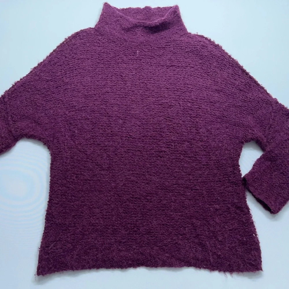 Free People Alpaca Chunky Knit Sweater Womens XS Oversized Mock Neck Lavender